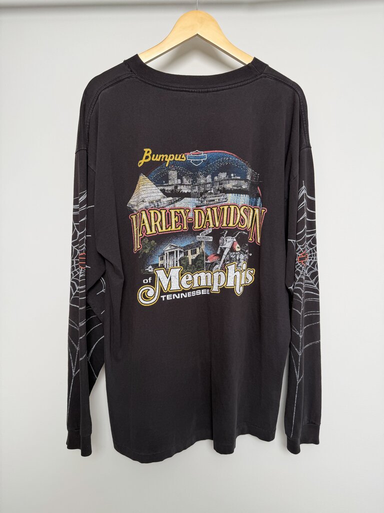 2004 Harley Davidson Memphis Spider Print Black L/S size XL/2XL