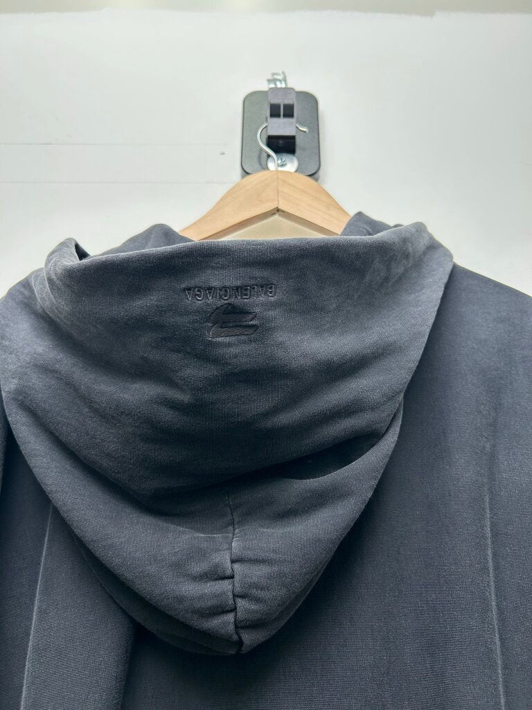 Preowned Balenciaga B Oversized Hood Black Zip Hoodie sz.M