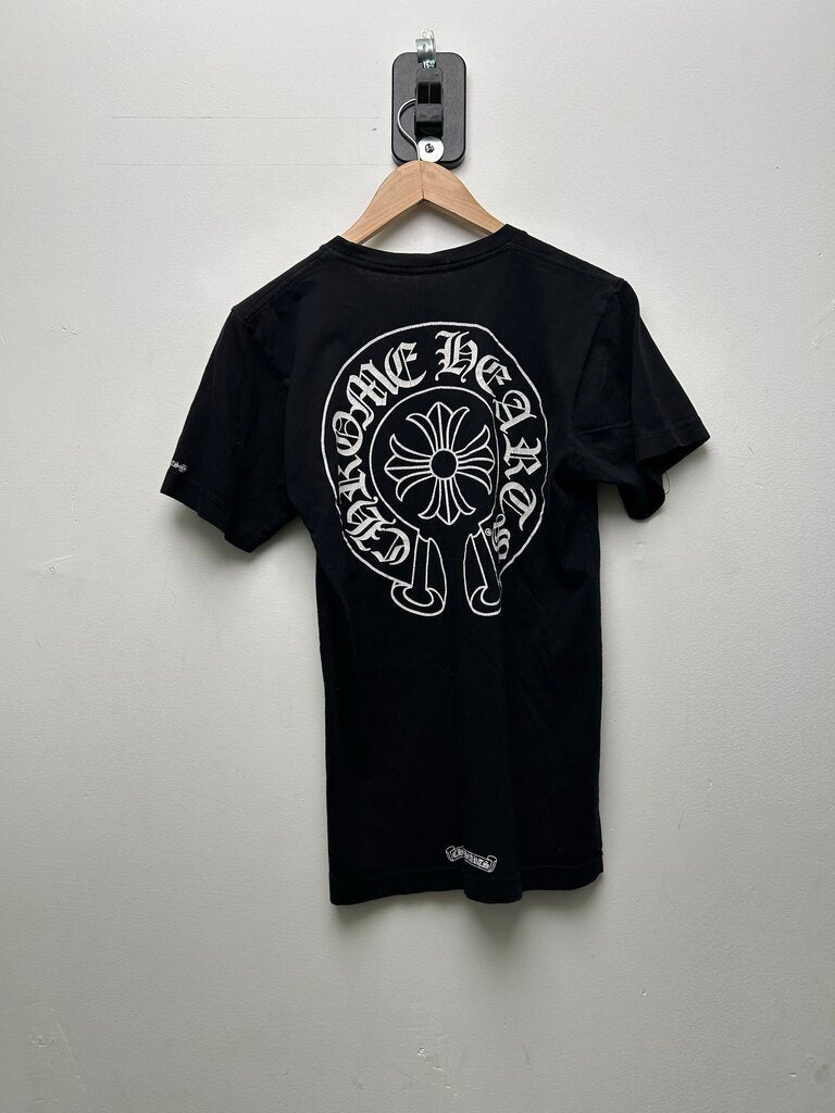 Preowned Chrome Hearts White Horseshoe Pocket Black Tee sz.S