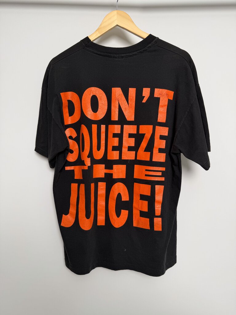 90s OJ Simpson Don't Squeeze Black Orange Tee size XL