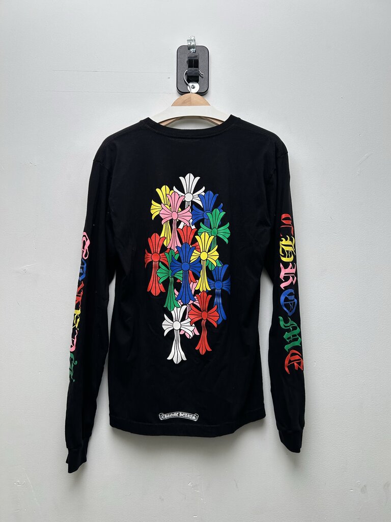 Chrome Hearts Multi Color Cross Back Logo Black Longsleeve sz.L
