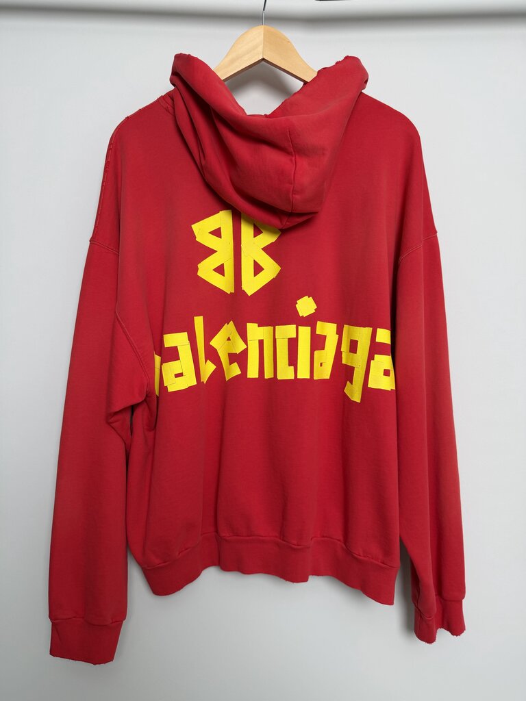 Preowned Balencaiga Red Tape Logo Zip Up size M