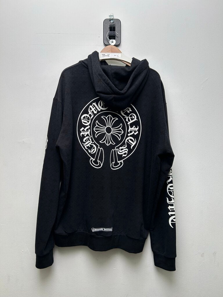 Preowned Chrome Hearts Black Vertical Logo Monogram Hoodie Sz.XL