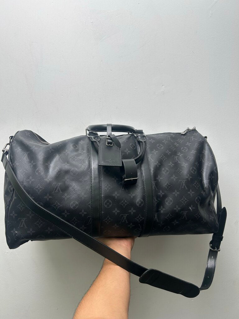 Preowned Louis Vuitton Black Grey Monogram Duffle