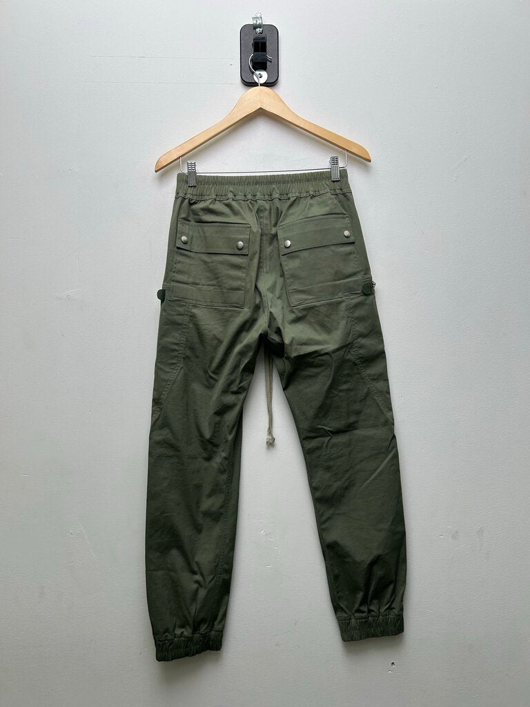 Preowned Rick Owens EDFU S/S 23 Olive Moss Bauhaus Zipper Cargo Pants Sz.36