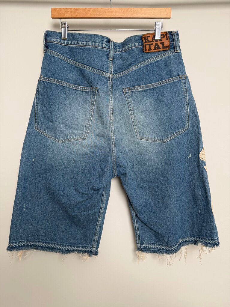Pre-Owned Kapital Indigo Bone Shorts Sz. 34