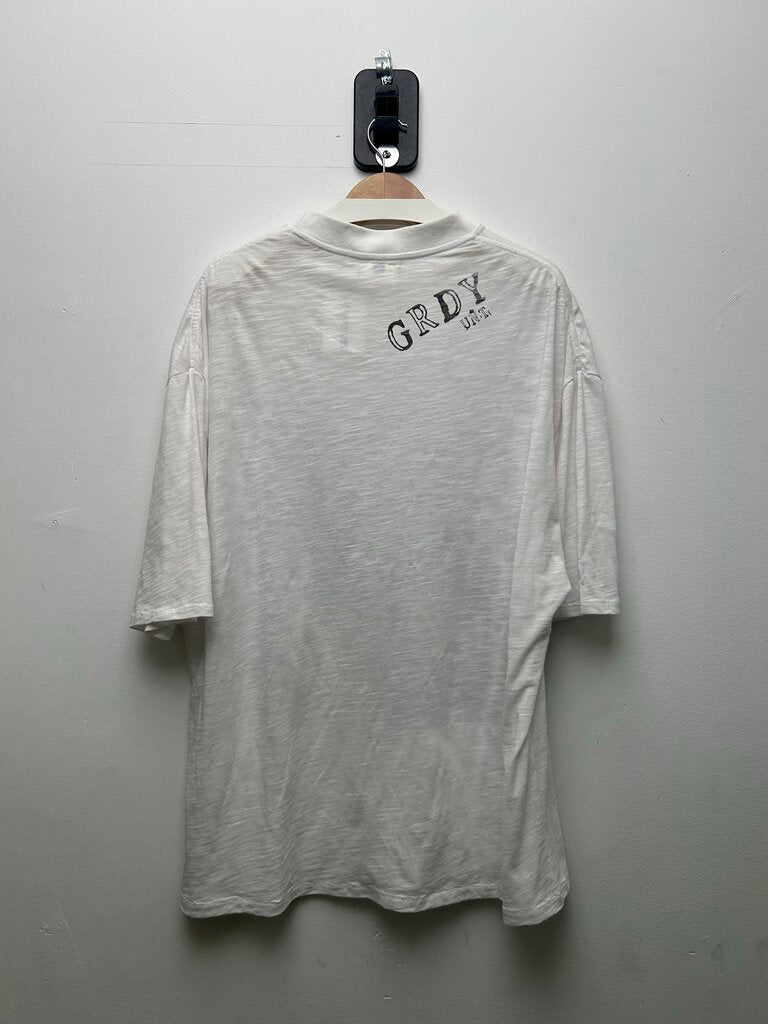 Preowned Greedy Unit White Screwed Tee Size XL