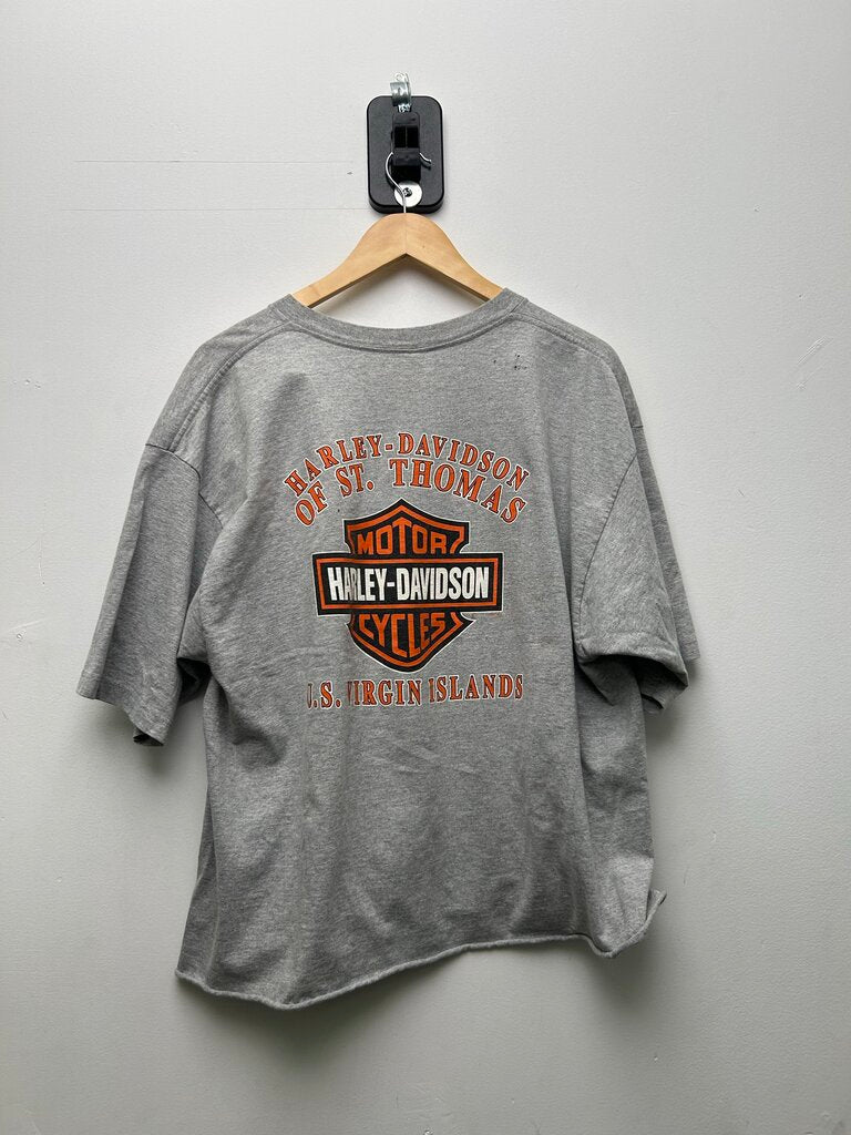 00's Harley Davidson Virgin Islands Eagle Grey Tee sz.XLCROPPED