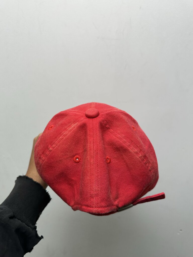 Preowned Saint Micheal Red Spellout Hat