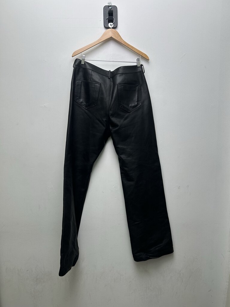 Preowned Rick Owens Mainline Lido S/S 24 Black Leather Pants sz.32
