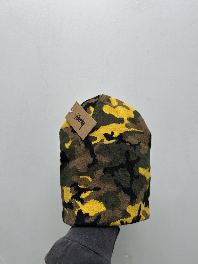 New Stussy Yellow Camo Skullcap Beanie