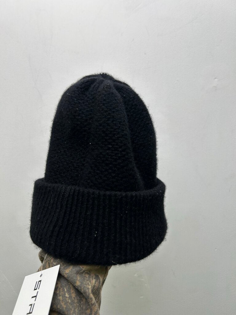 Preowned Chanel Black White CC Knit Logo Beanie