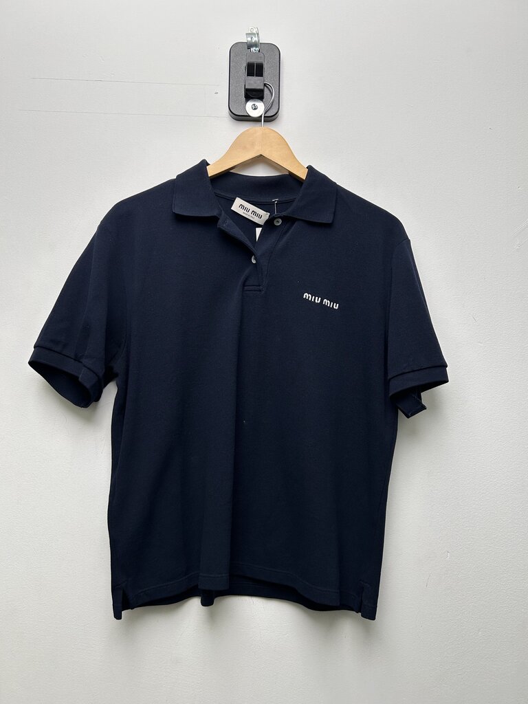 Preowned Miu Miu Navy White Polo Button Up Sz.