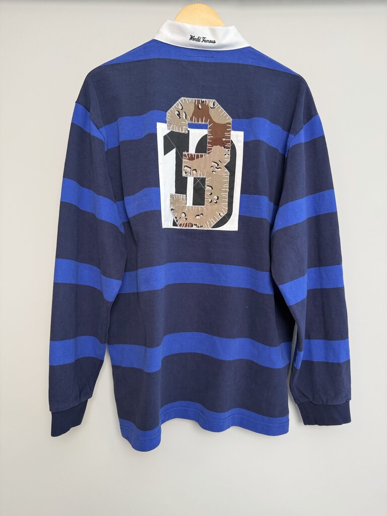New Supreme Navy Striped Rugby Polo Sz. L