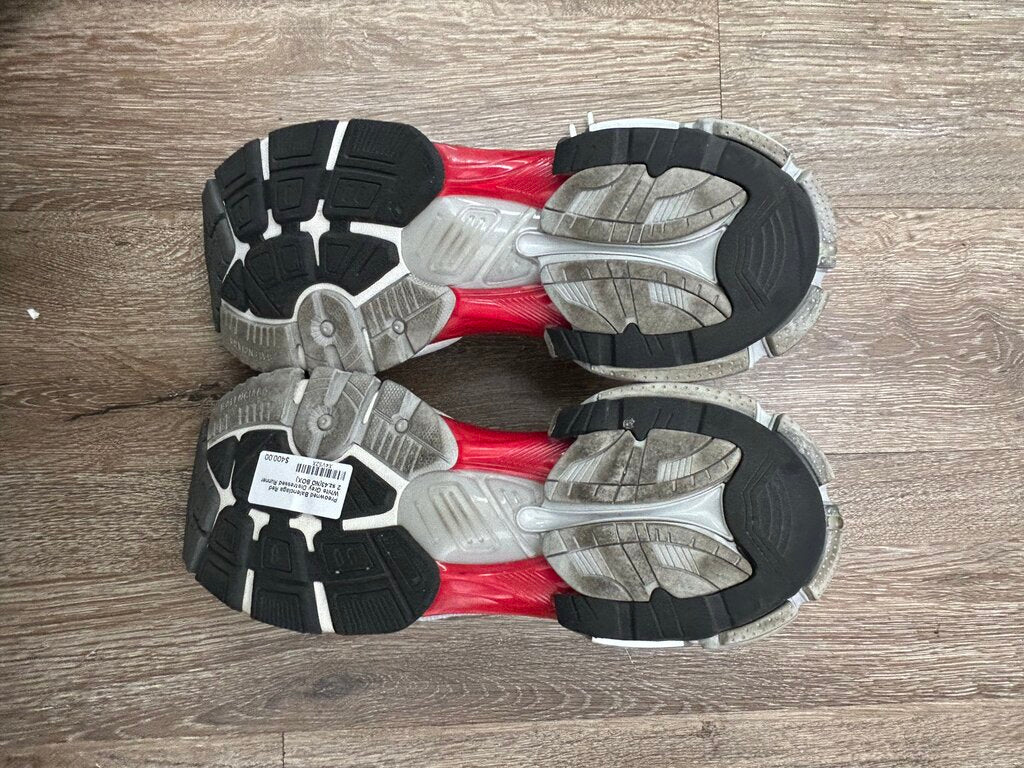 Preowned Balenciaga Red White Grey Distressed Runner 2 sz.43(NO BOX)