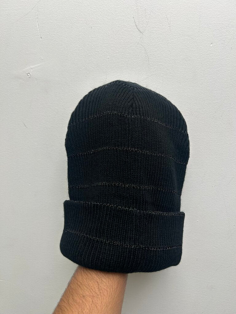 New Supreme Silver Leather Patch Black Beanie