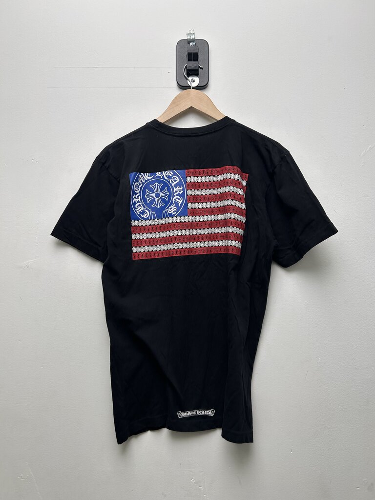 Preowned Chrome Hearts Black American Flag Tee Sz.Large