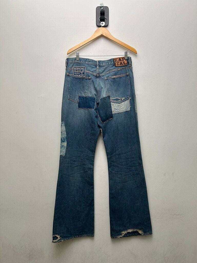 New Kapital Distressed Patch Denim Jeans size 36