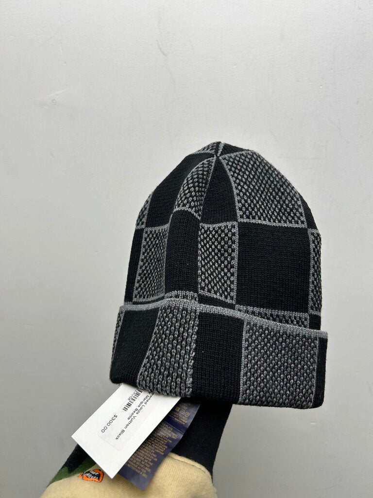 Preowned Louis Vuitton Black Grey Marque Beanie