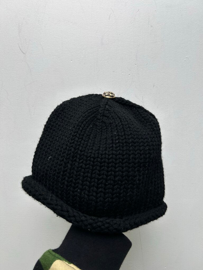 Chrome Hearts Black Fleur Patch Knit Beanie