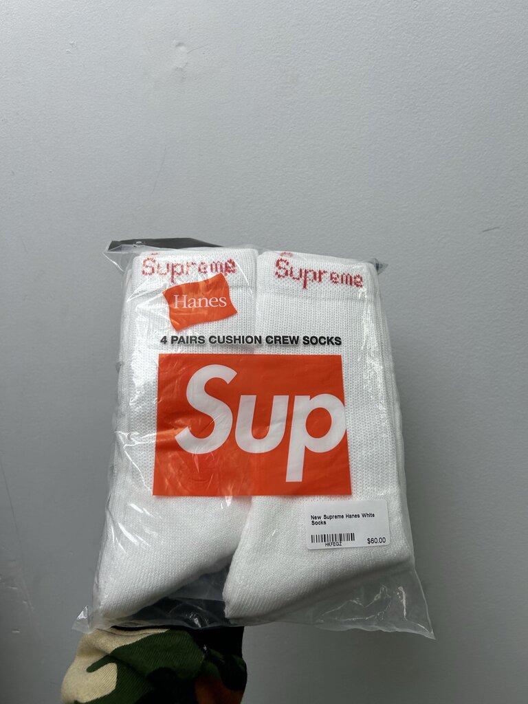 New Supreme Hanes White Socks