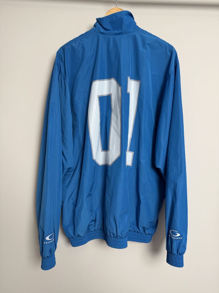 New Balenciaga Teal Jersey Logo Track Jacket Sz. 2XL