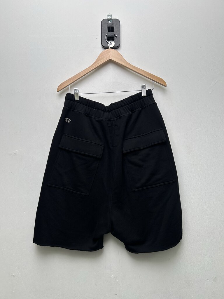 Preowned Rick Owens Black Champion Sweat Shorts Sz.Large