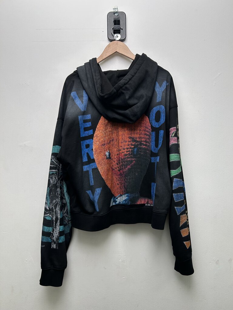 Preowned Vertabrae Black Graffiti Zip Up Sz.Large