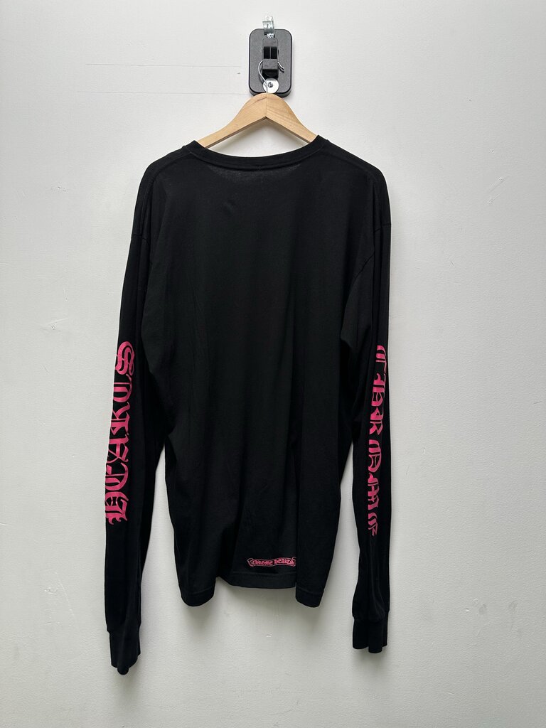 Preowned Chrome Hearts Pink Neck Logo Black Longsleeve sz.XXL