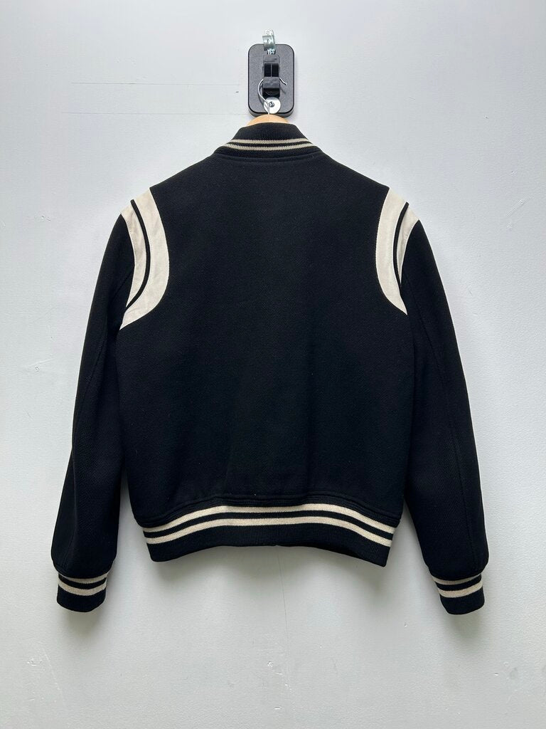 Preowned Saint Laurent Black White Og Teddy Jacket Sz.52