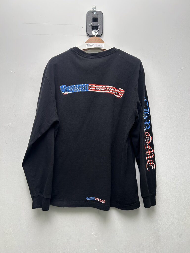 Preowned Chrome Hearts Black American Flag Long Sleeve Sz.XXL