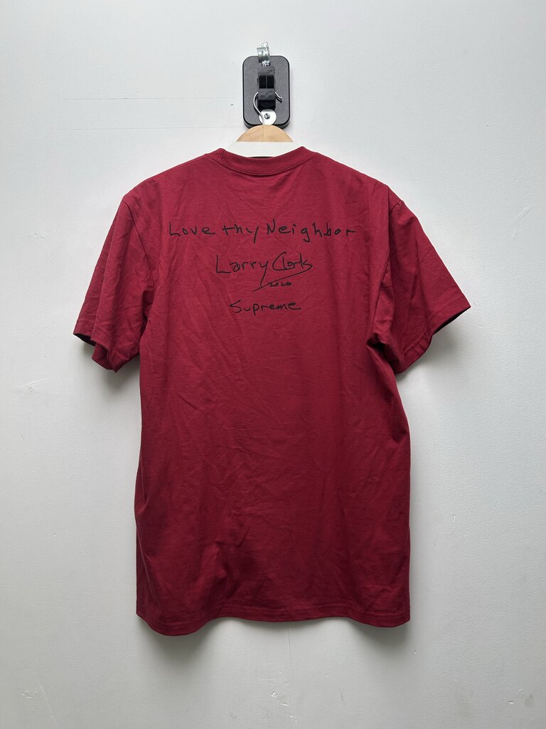 Preowned Supreme Burgundy Larry Clark Girl Tee Sz.Medium
