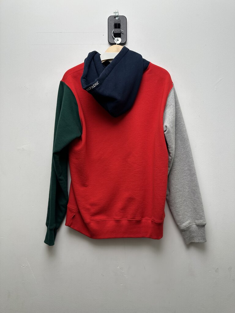 Preowned Supreme S Logo Red Navy Green Hoodie sz.M