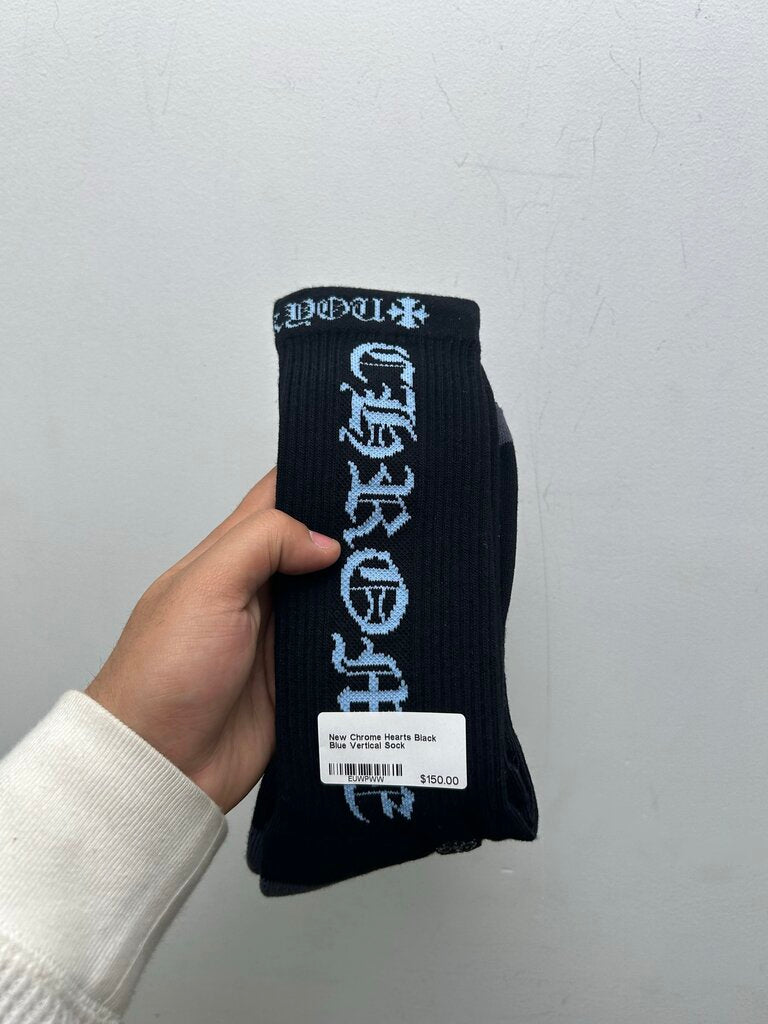 New Chrome Hearts Black Blue Vertical Sock