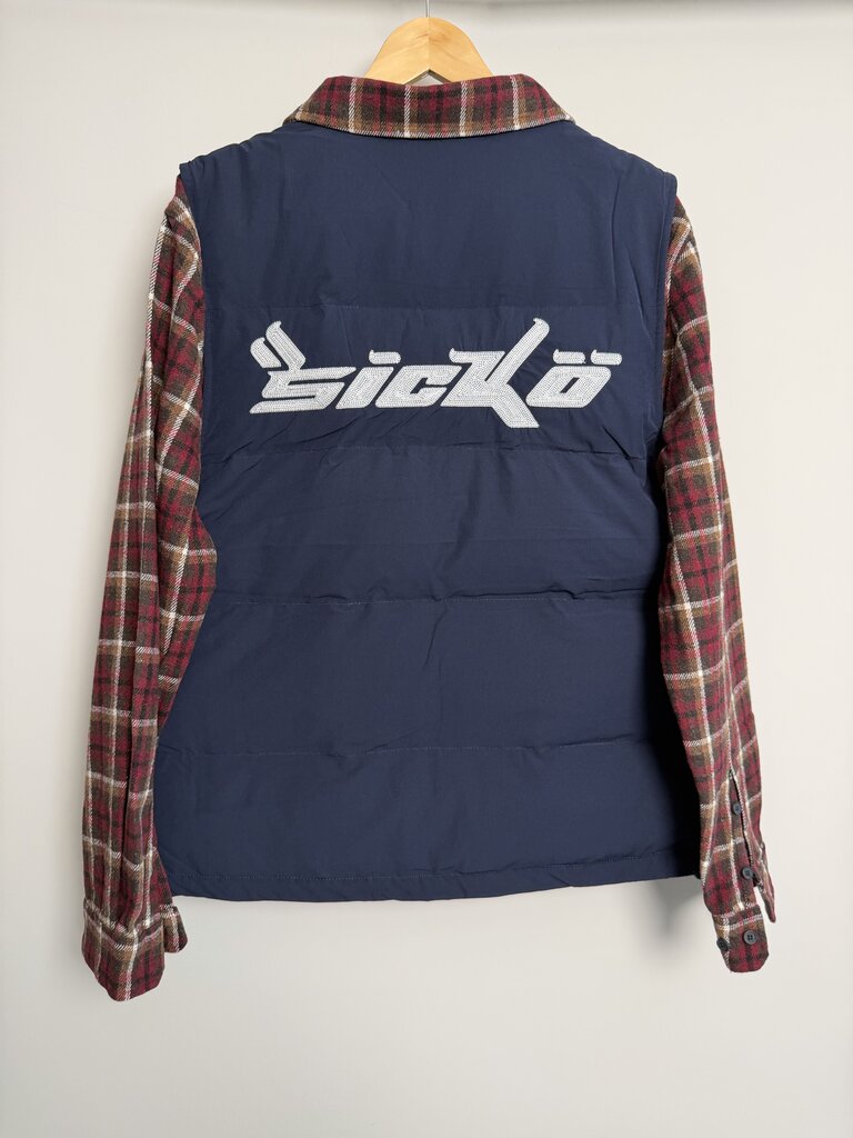 New Sicko Plaid Puffer Vest Flannel Blue/Red size XL