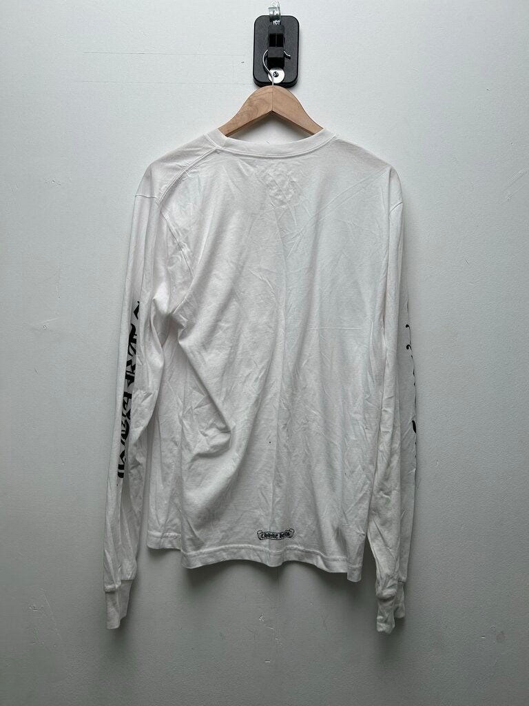 Preowned Chrome Hearts Black Neck Logo White Longsleeve sz.L