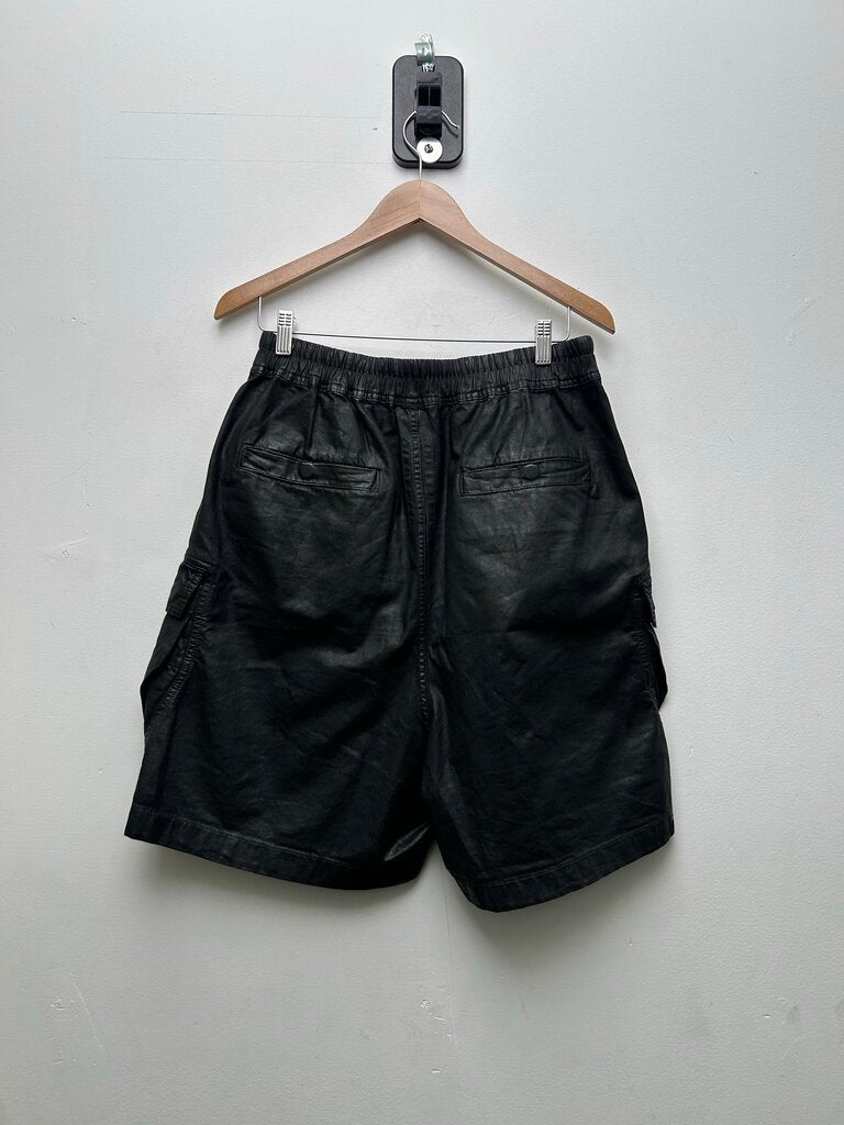 Preowned Rick Owens Black Waxed Cargo Zipper Shorts Sz.Medium