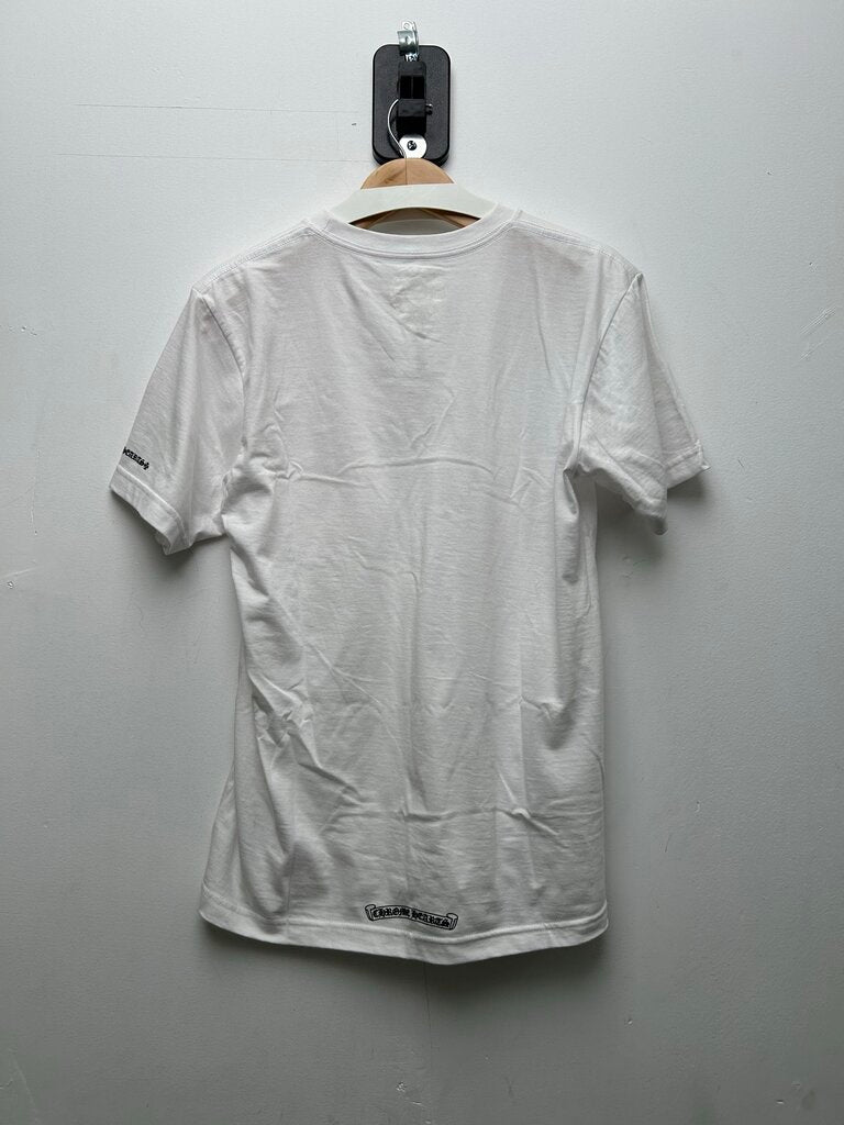 New Chrome Hearts White Black Neck Logo Tee Sz.Medium