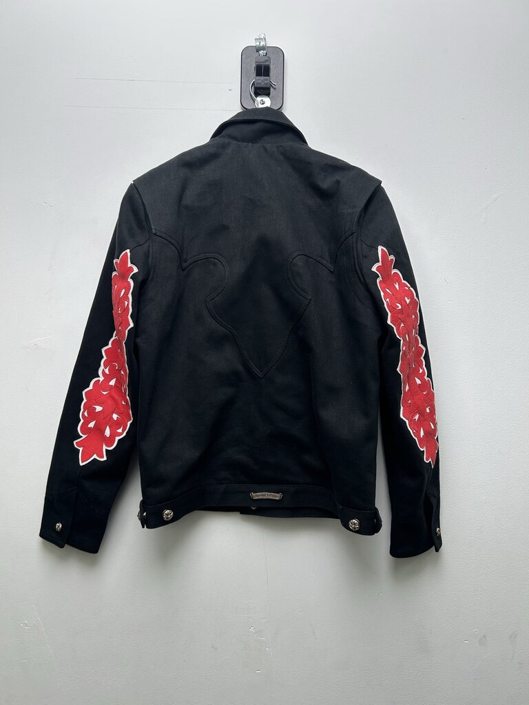 Chrome Hearts Floral Cross Patch Black Denim Jacket Sized Small