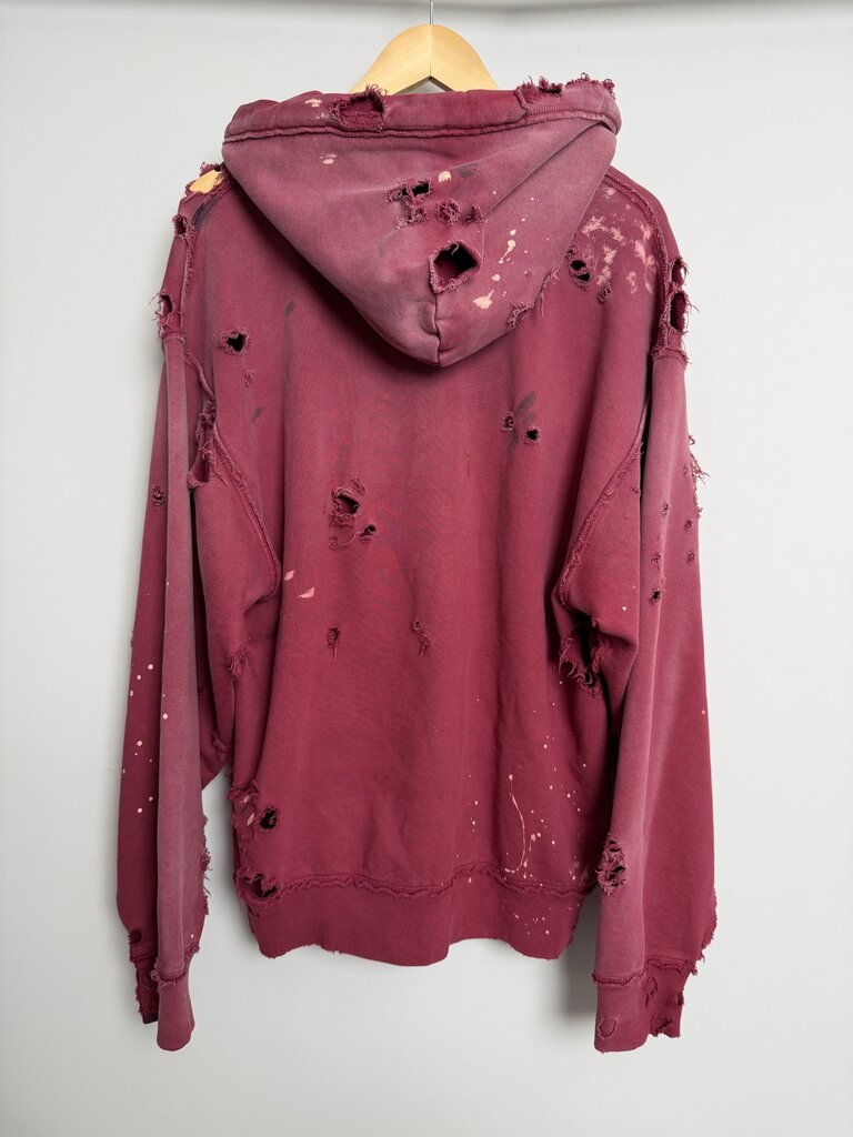 Satoshi Nakamoto Distressed Burgundy Zip Up size S(Fits L/XL)