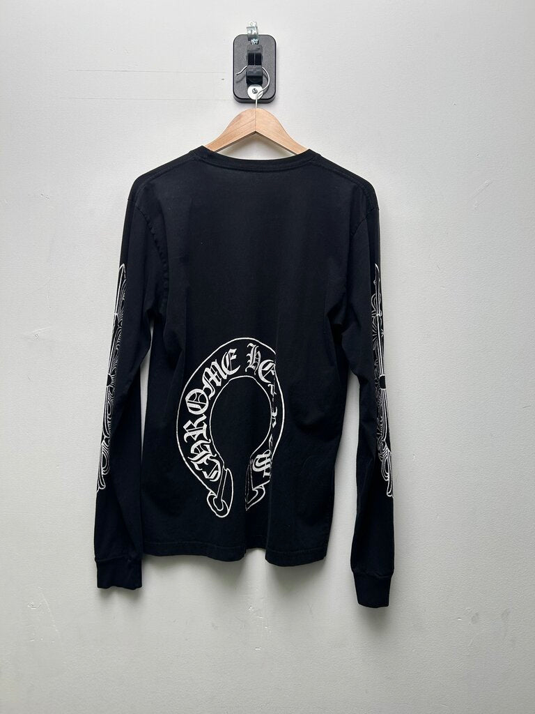 Preowned Chrome Hearts White Floral Arm Black Longsleeve sz.L