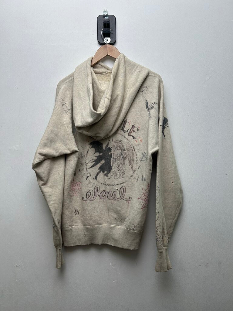 Preowned Saint Michaels AOP Graffiti Cream Hoodie sz.M