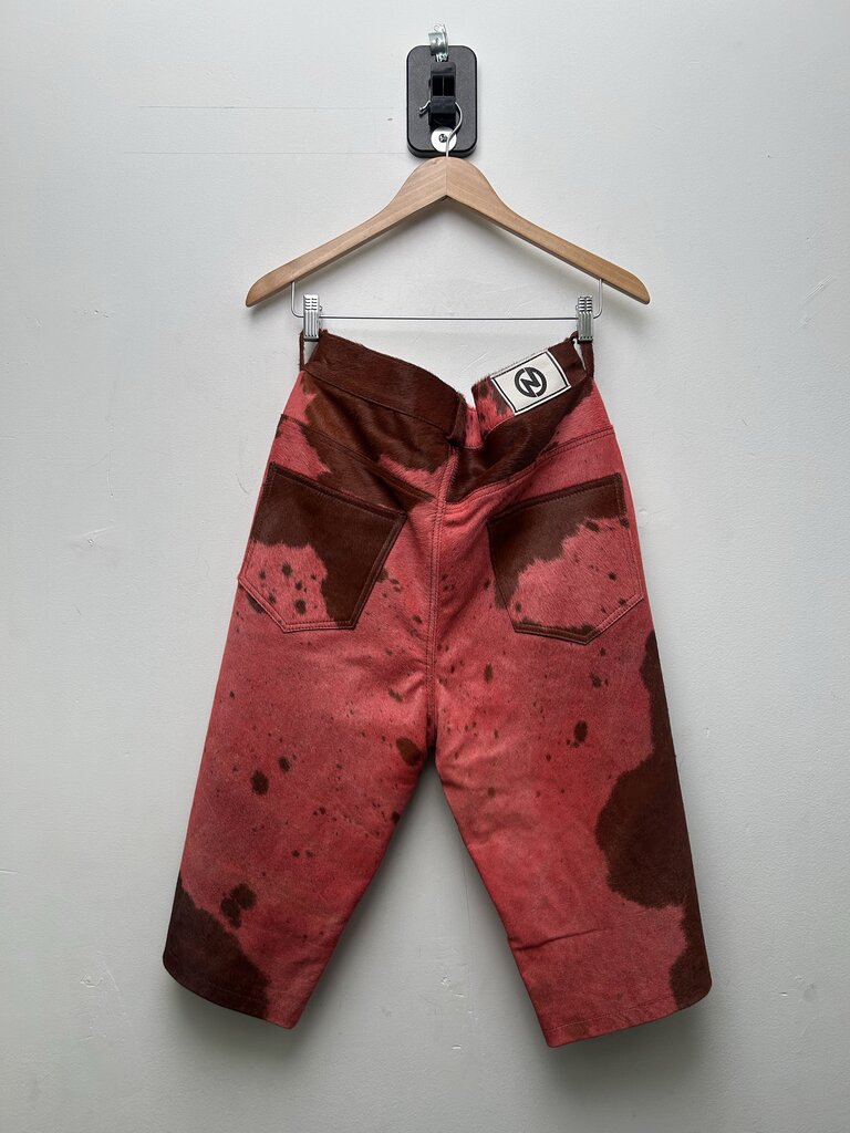 New NYRVA Cowhide Pink Brown Shorts Size 34