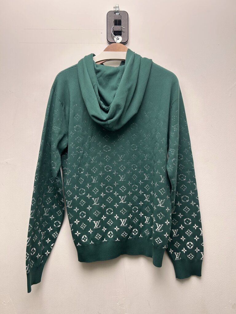 Preowned Louis Vuitton Degrade White Monogram Green Hoodie Sz.Medium