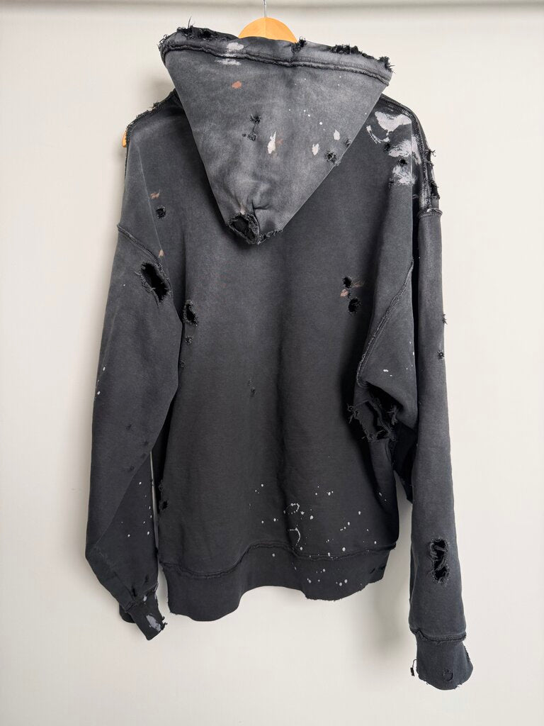 Satoshi Nakamoto Black Distressed Spell Out Black Zip Up Hoodie size XL