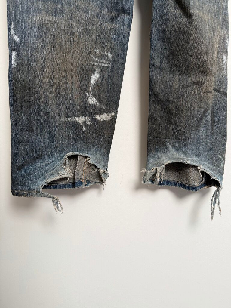 Preowned Balenciaga Graffiti Denim Blue Size M (Fits 36)