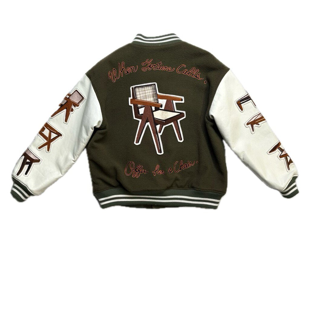 Preowned Readymade Olive Varsity Jacket size 2