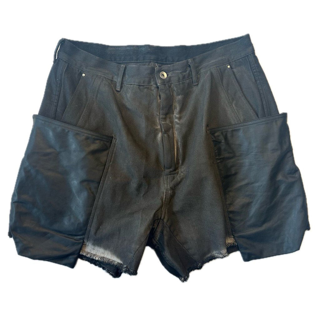 New Rick Owens Cargo Wax Leather Shorts size 34