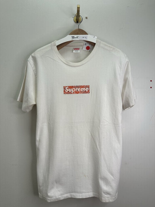 Preowned Supreme Paisley Box Logo White Size L