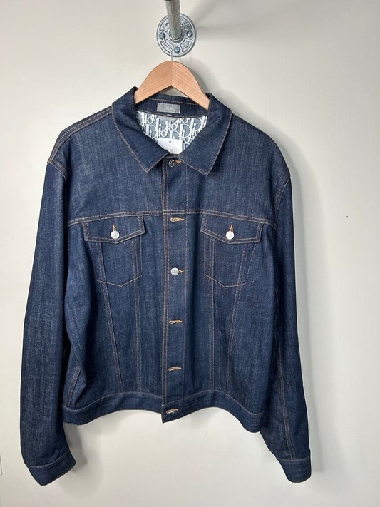 Preowned Dior Raw Denim Monogramed Jacket